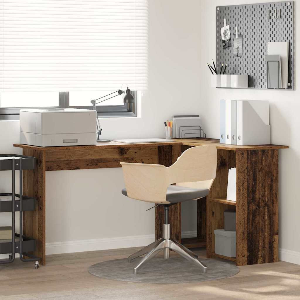 vidaXL Schreibtisch mit Regal Altholz 142 x 102 x 73 cm Holzwerkstoff