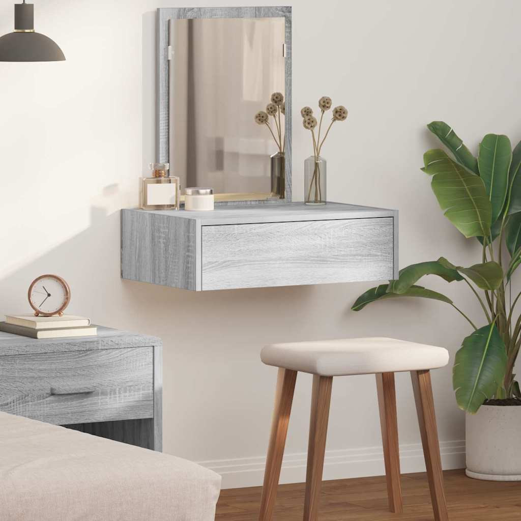 vidaXL Schminktisch mit Schubladen Grau 60 x 40 x 70 cm Holzwerkstoff
