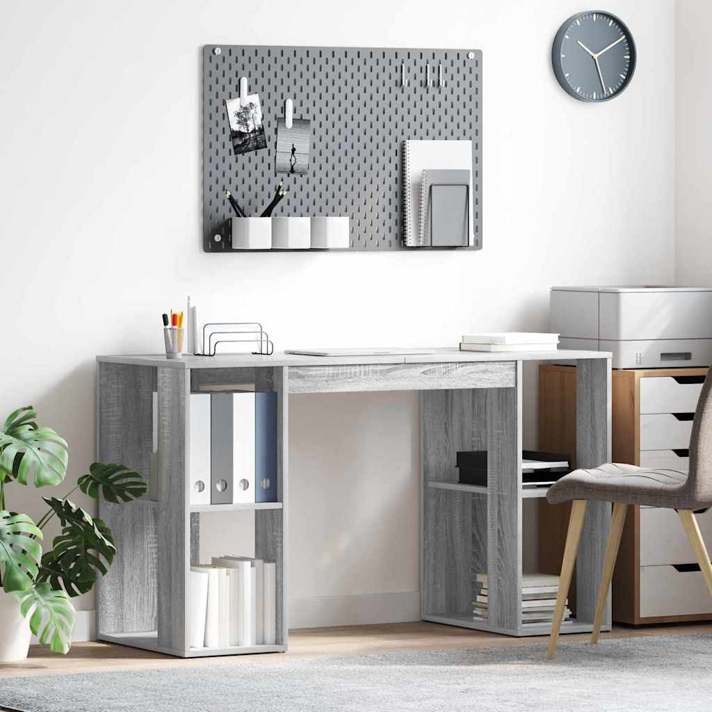 vidaXL Schreibtisch Graues Sonoma 130 x 50,5 x 75 cm Holzwerkstoff
