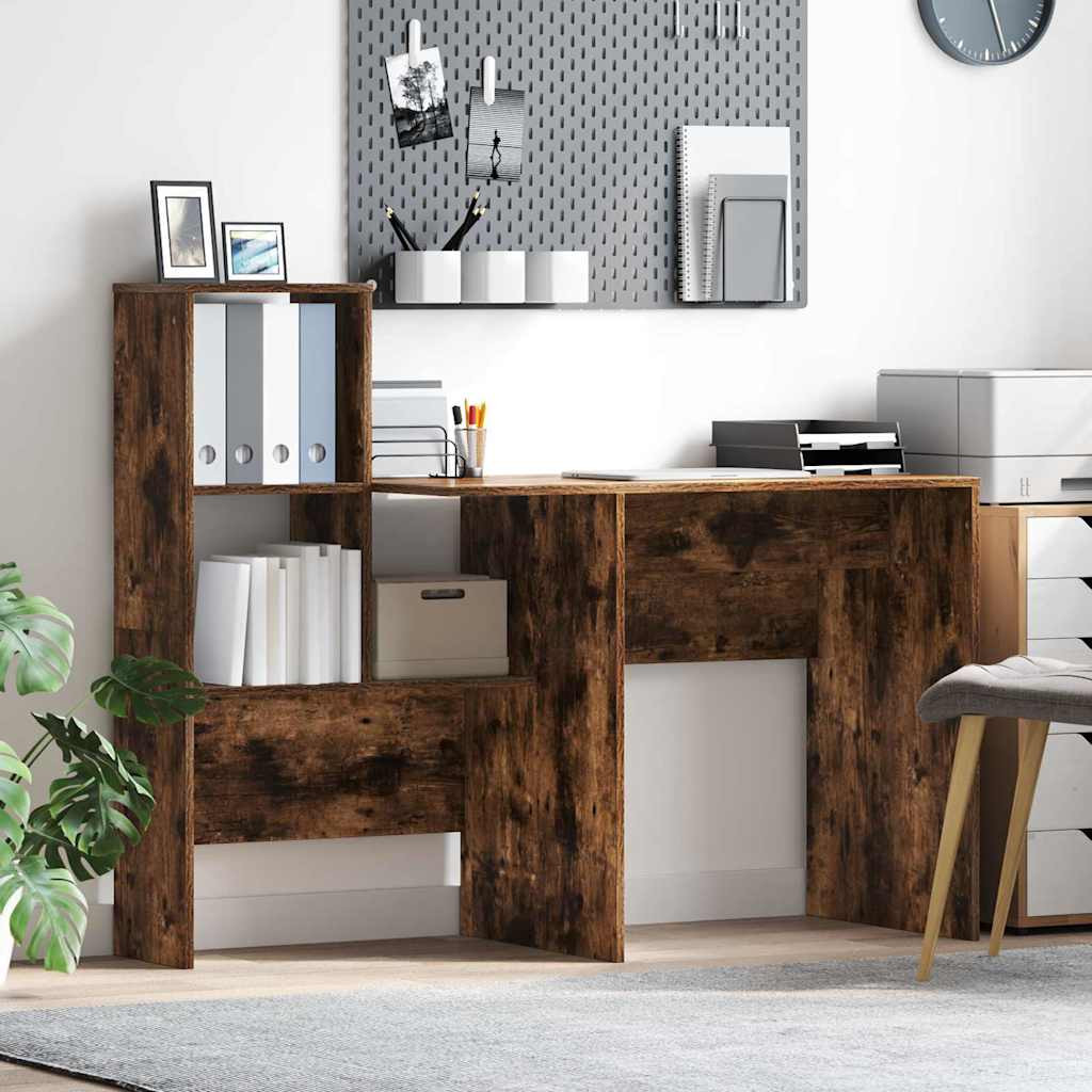 vidaXL Schreibtisch mit Regal Geräucherte Eiche 131,5 x 50 x 106,5 cm