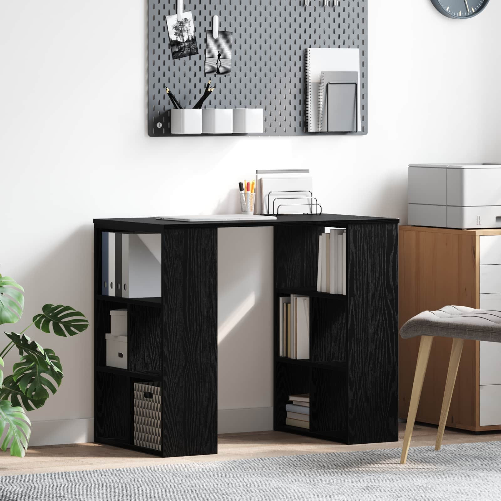vidaXL Schreibtisch Schwarz Eichen-Optik 90 x 50 x 75 cm Holzwerkstoff