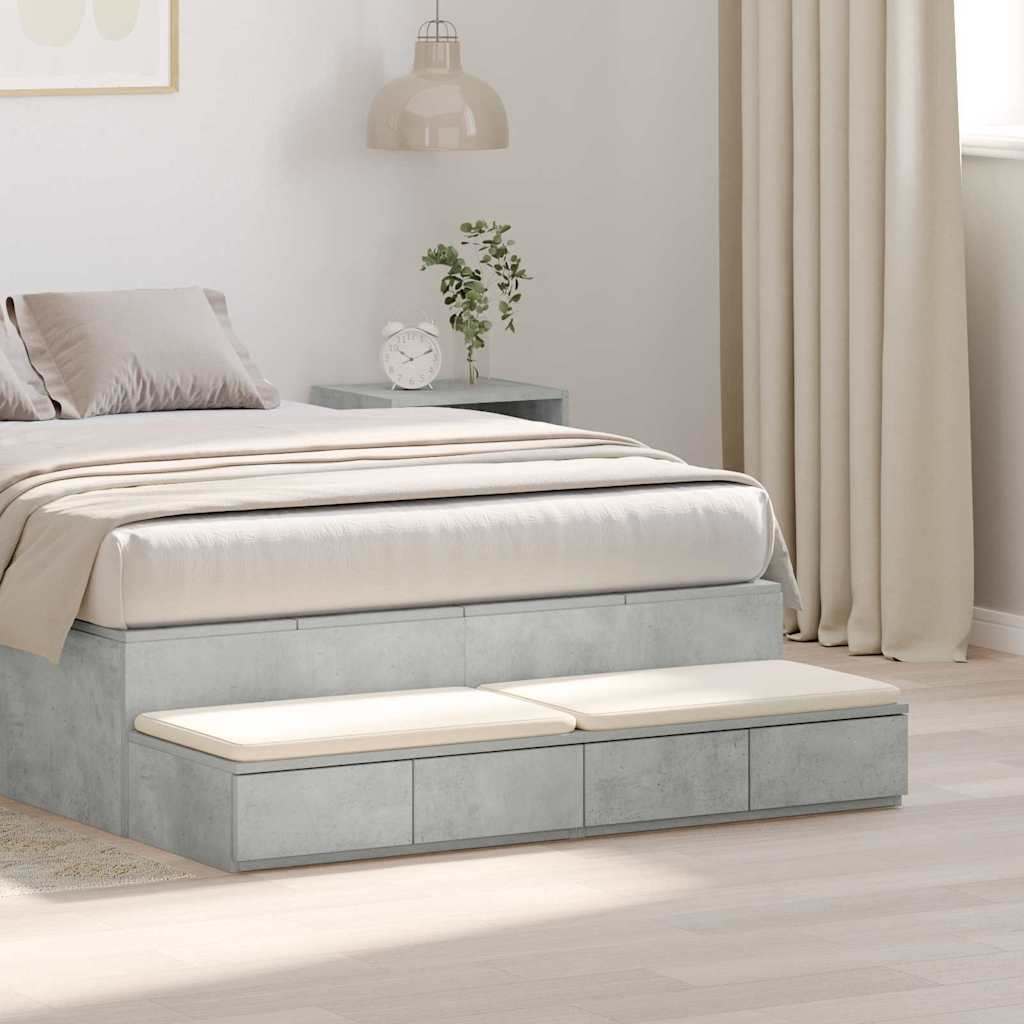 vidaXL Bettschubladen Beton Grau 120 x 36,5 x 16,5 cm Holzwerkstoff