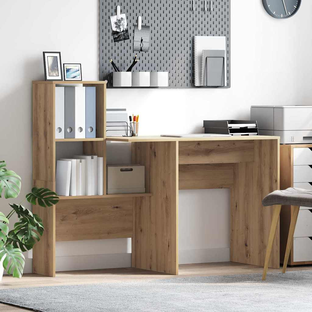 vidaXL Schreibtisch Artisan-Eiche Holzwerkstoff 131,5 x 50 x 106,5 cm