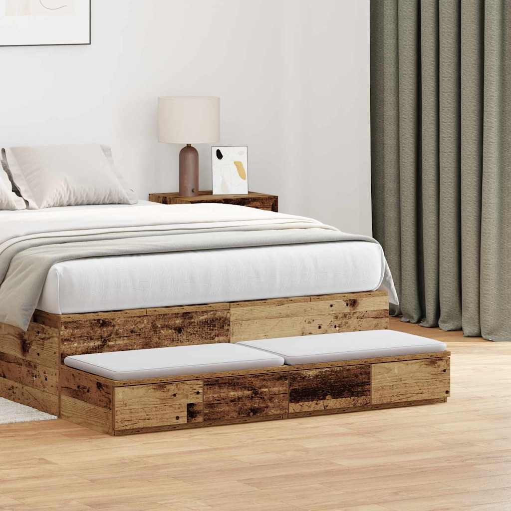 vidaXL Bettschubladen Altholz 120 x 36,5 x 16,5 cm Holzwerkstoff