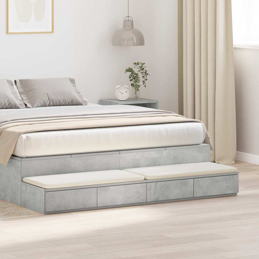 vidaXL Bettschubladen Beton Grau 140 x 36,5 x 16,5 cm Holzwerkstoff