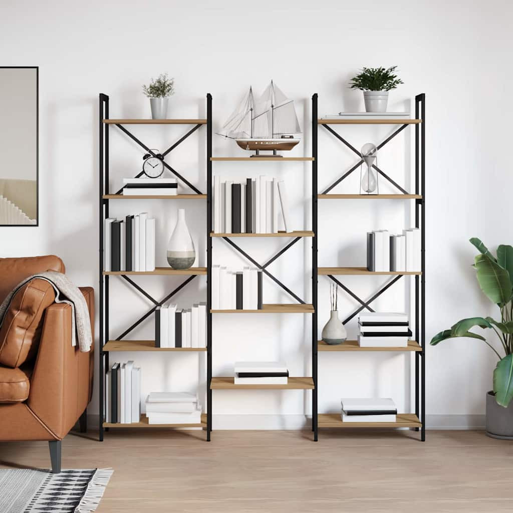 vidaXL Bücherregal 156 x 25 x 167 cm Holzwerkstoff Artisan-Eiche