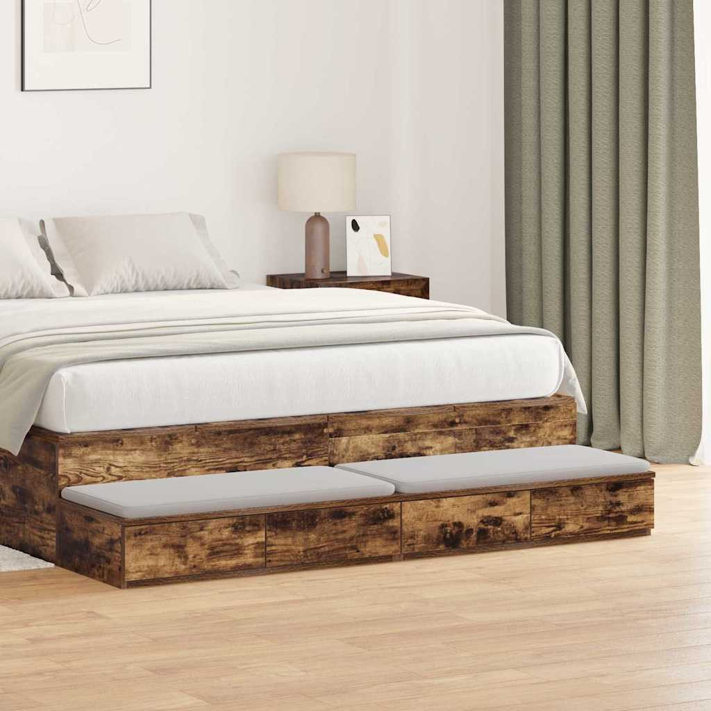 vidaXL Bettschubladen Geräucherte Eiche 140 x 36,5 x 16,5 cm