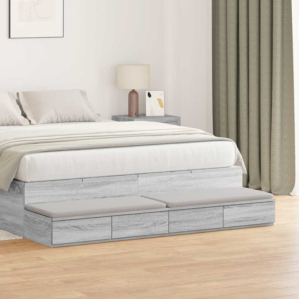 vidaXL Bettschubladen Graues Sonoma 140 x 36,5 x 16,5 cm Holzwerkstoff
