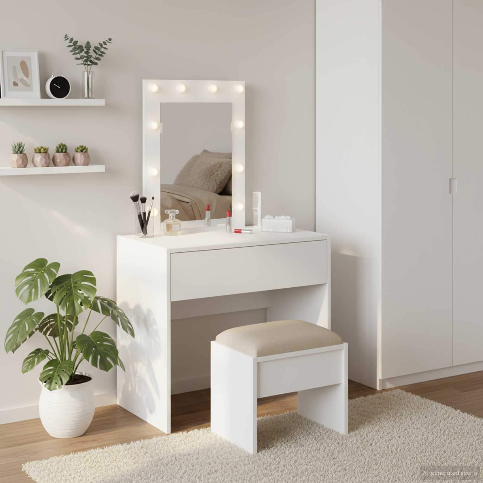vidaXL Schminktisch mit Schubladen Weiß 60 x 40 x 70 cm Holzwerkstoff