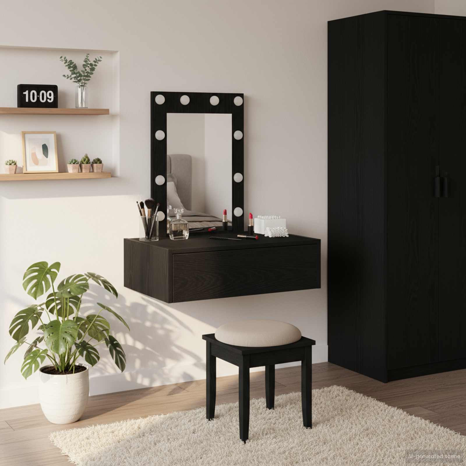 vidaXL Schminktisch mit Speicher Schwarz 60 x 40 x 70 cm Holzwerkstoff