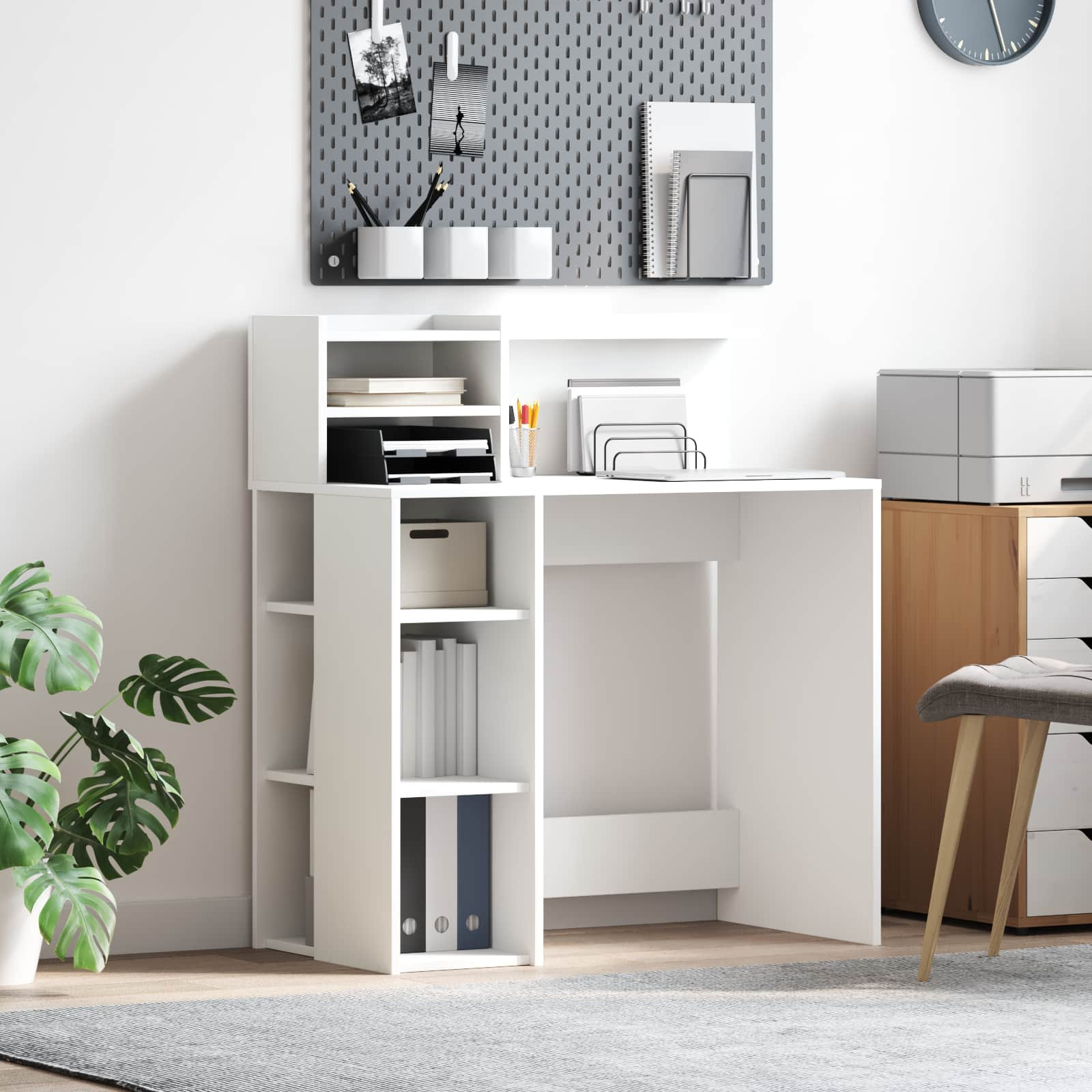 vidaXL Schreibtisch mit Regal Weiß 90 x 48 x 101,5 cm Holzwerkstoff