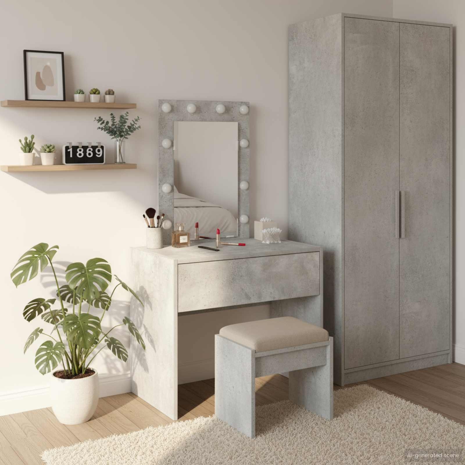 vidaXL Schminktisch mit Schubladen Grau 60 x 40 x 70 cm Holzwerkstoff