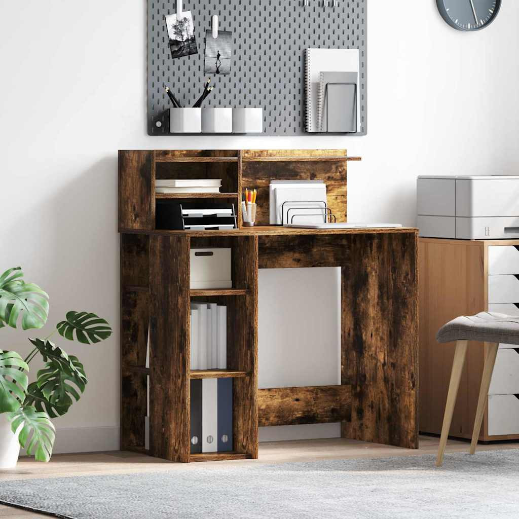 vidaXL Schreibtisch Geräucherte Eiche 90 x 48 x 101,5 cm Holzwerkstoff