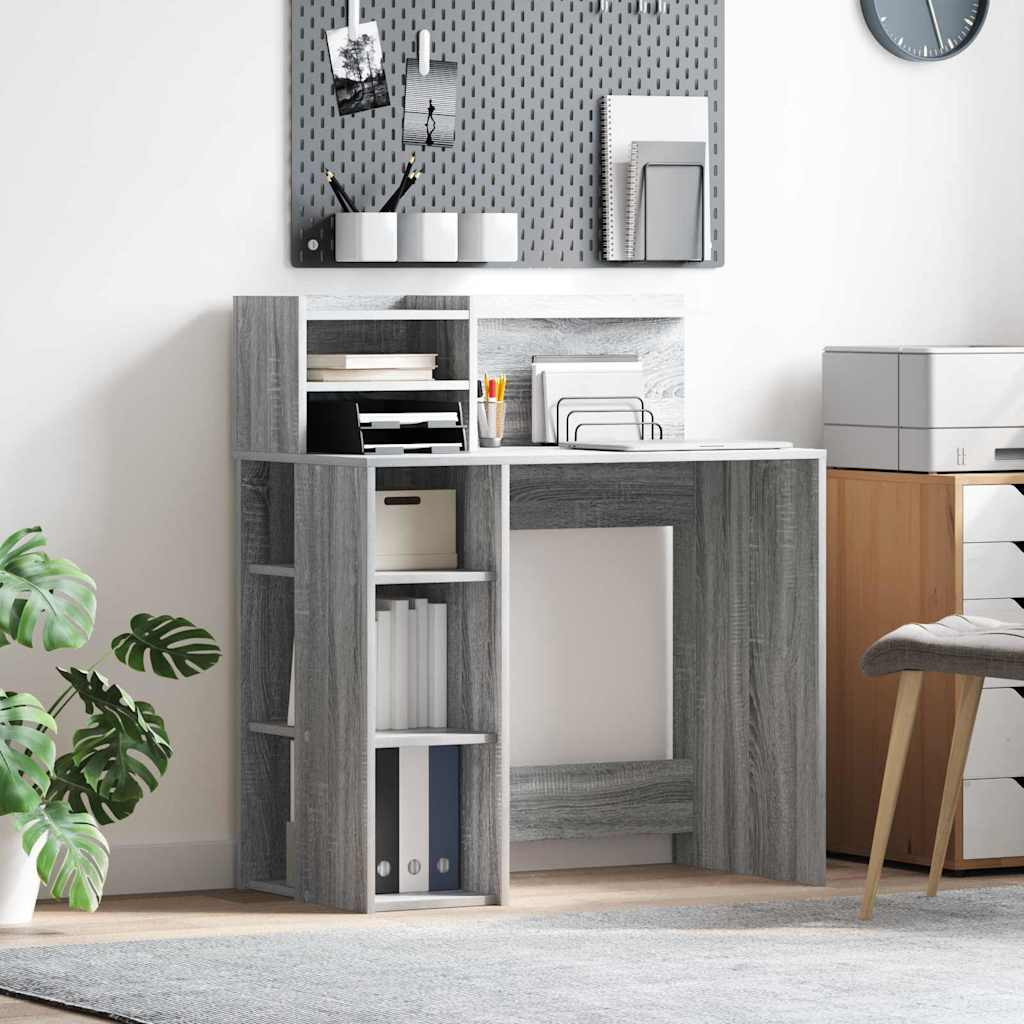 vidaXL Schreibtisch Graues Sonoma 90 x 48 x 101,5 cm Holzwerkstoff