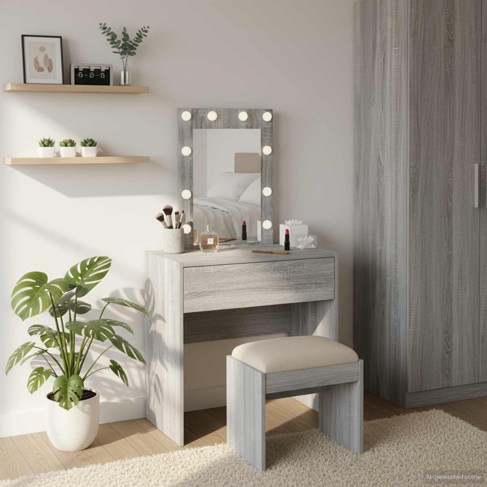 vidaXL Schminktisch mit Schubladen Grau 60 x 40 x 70 cm Holzwerkstoff