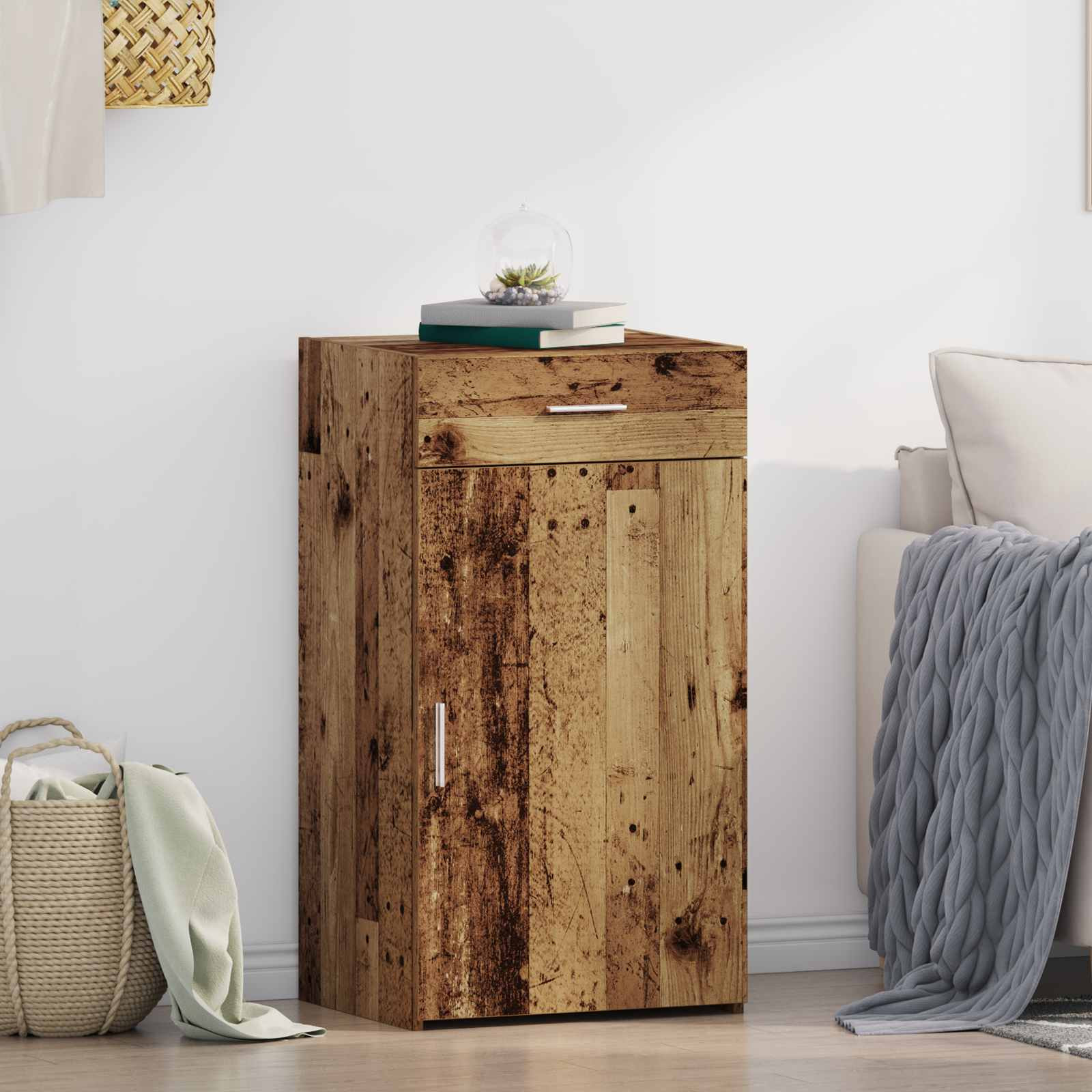 vidaXL Sideboard mit Schubladen Altholz 50 x 42,5 x 93 cm