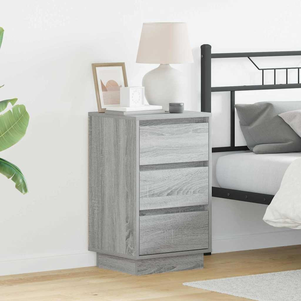 vidaXL Nachttisch mit Schubladen Grau 39 x 34,5 x 65 cm Holzwerkstoff