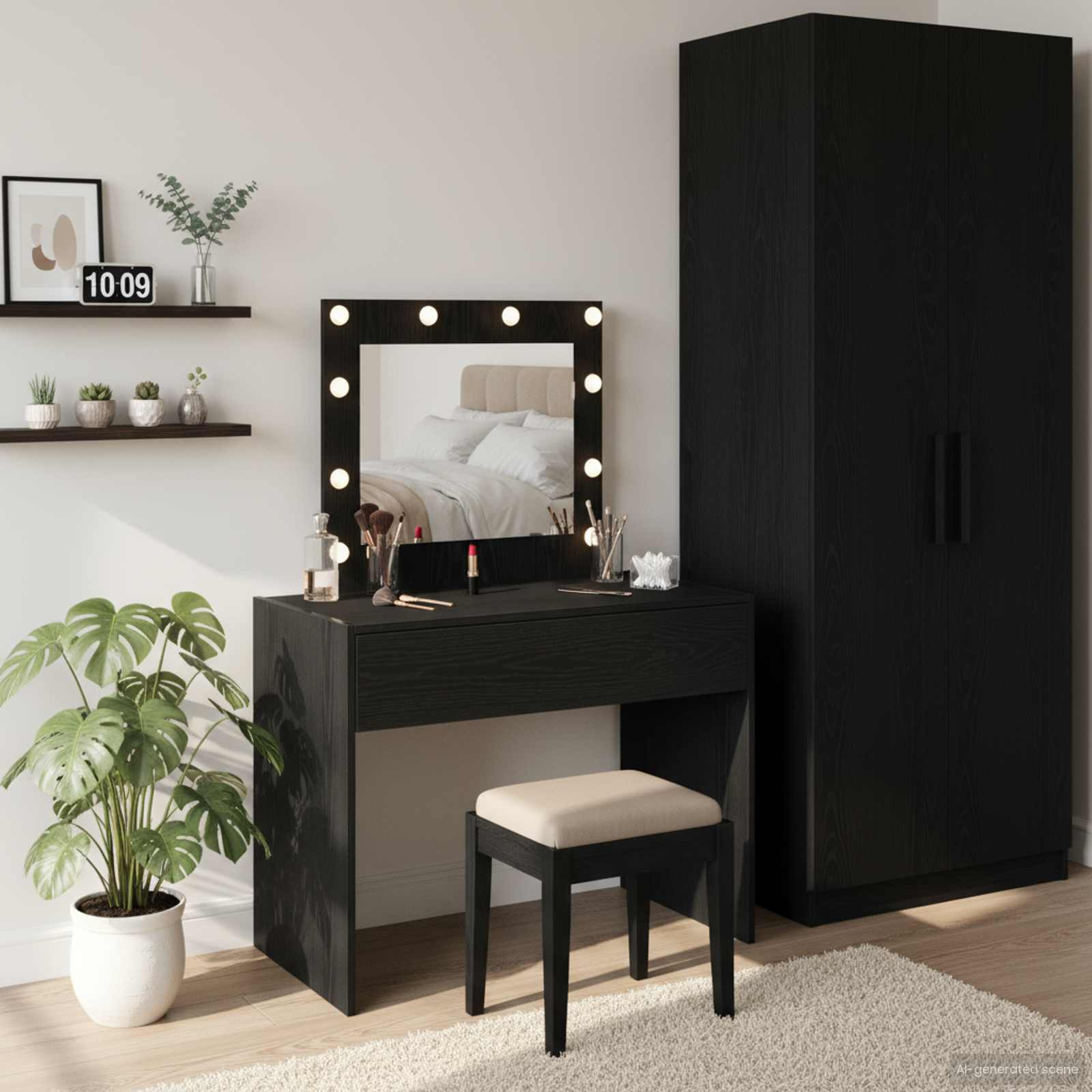 vidaXL Schminktisch mit Speicher Schwarz 83 x 40 x 70 cm Holzwerkstoff