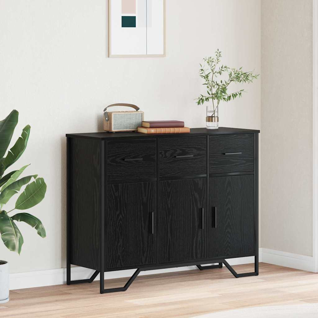 vidaXL Sideboard Schwarz Eichen-Optik 97 x 32,5 x 74,5 cm