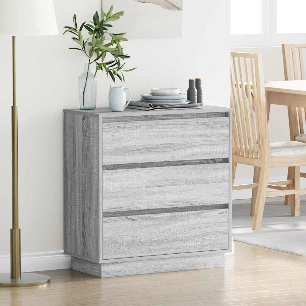 vidaXL Nachttisch mit Schubladen Grau 71 x 34,5 x 75 cm Holzwerkstoff