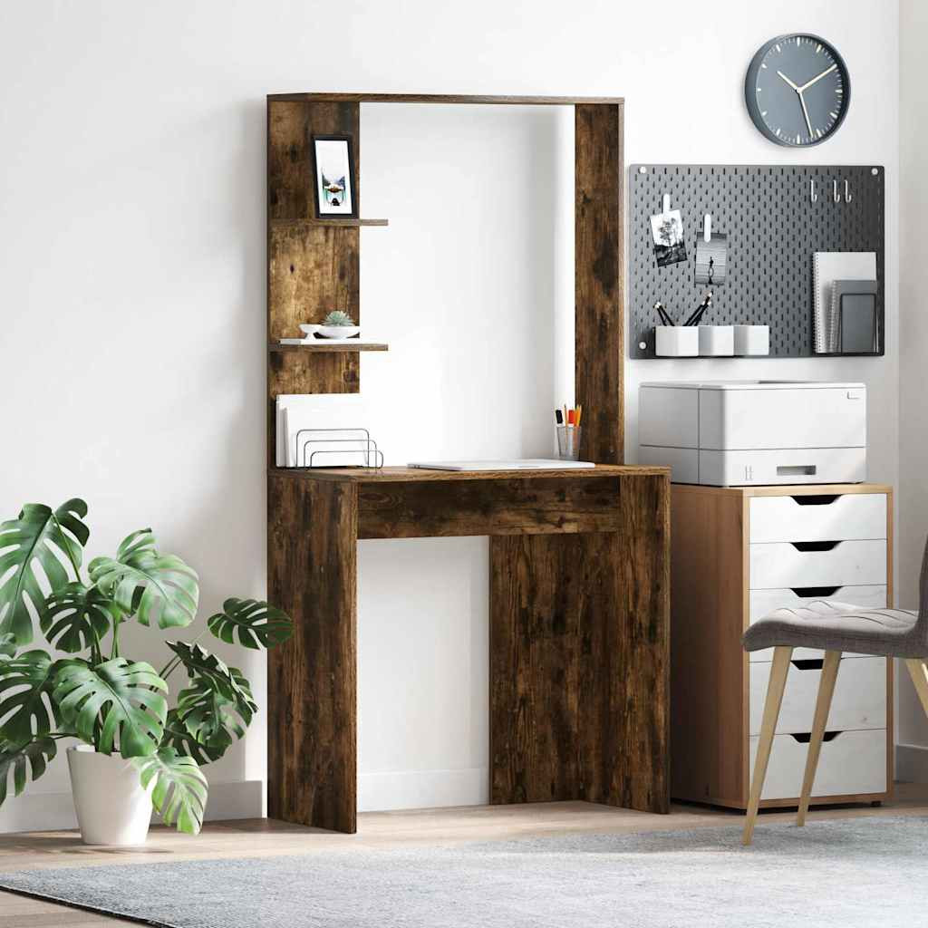 vidaXL Schreibtisch mit Regal Geräucherte Eiche 78,5 x 37 x 154,5 cm