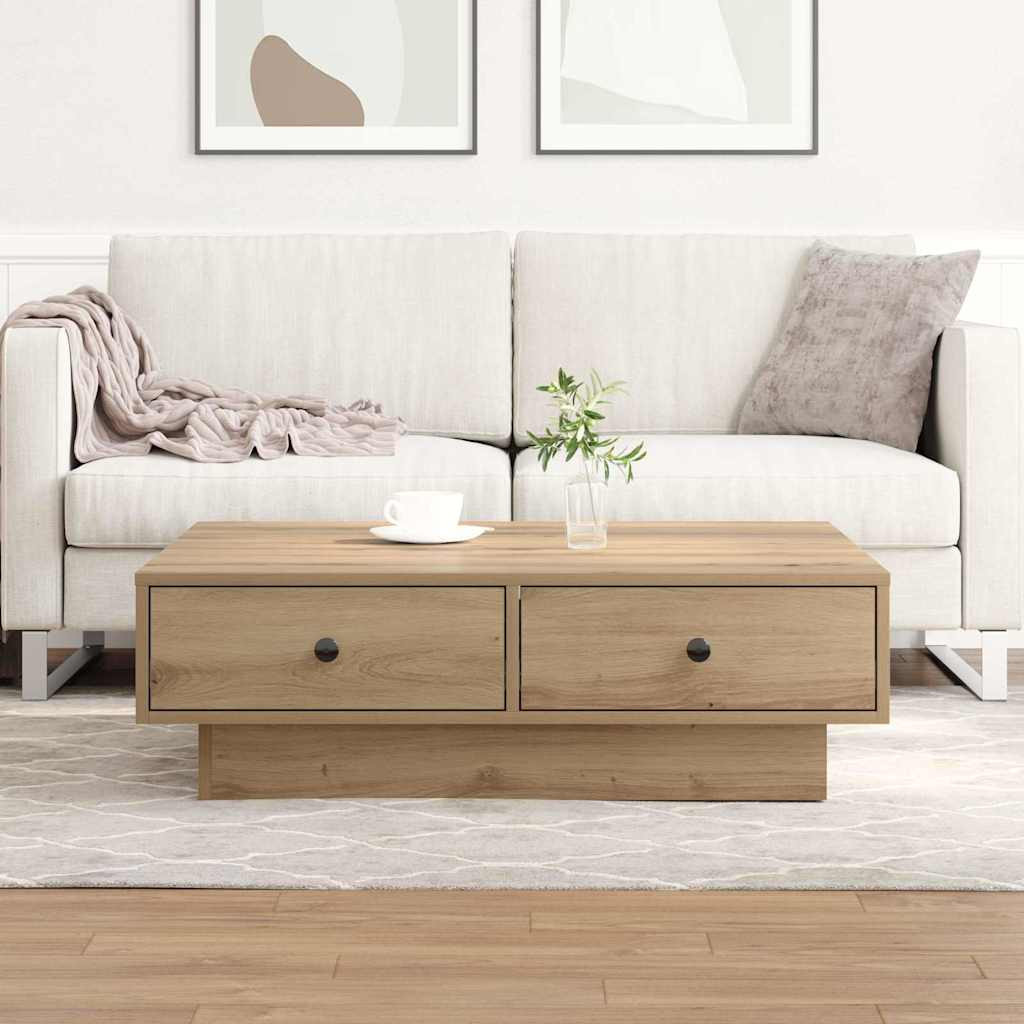 vidaXL Couchtisch Artisan-Eiche 90 x 90 x 28 cm Holzwerkstoff