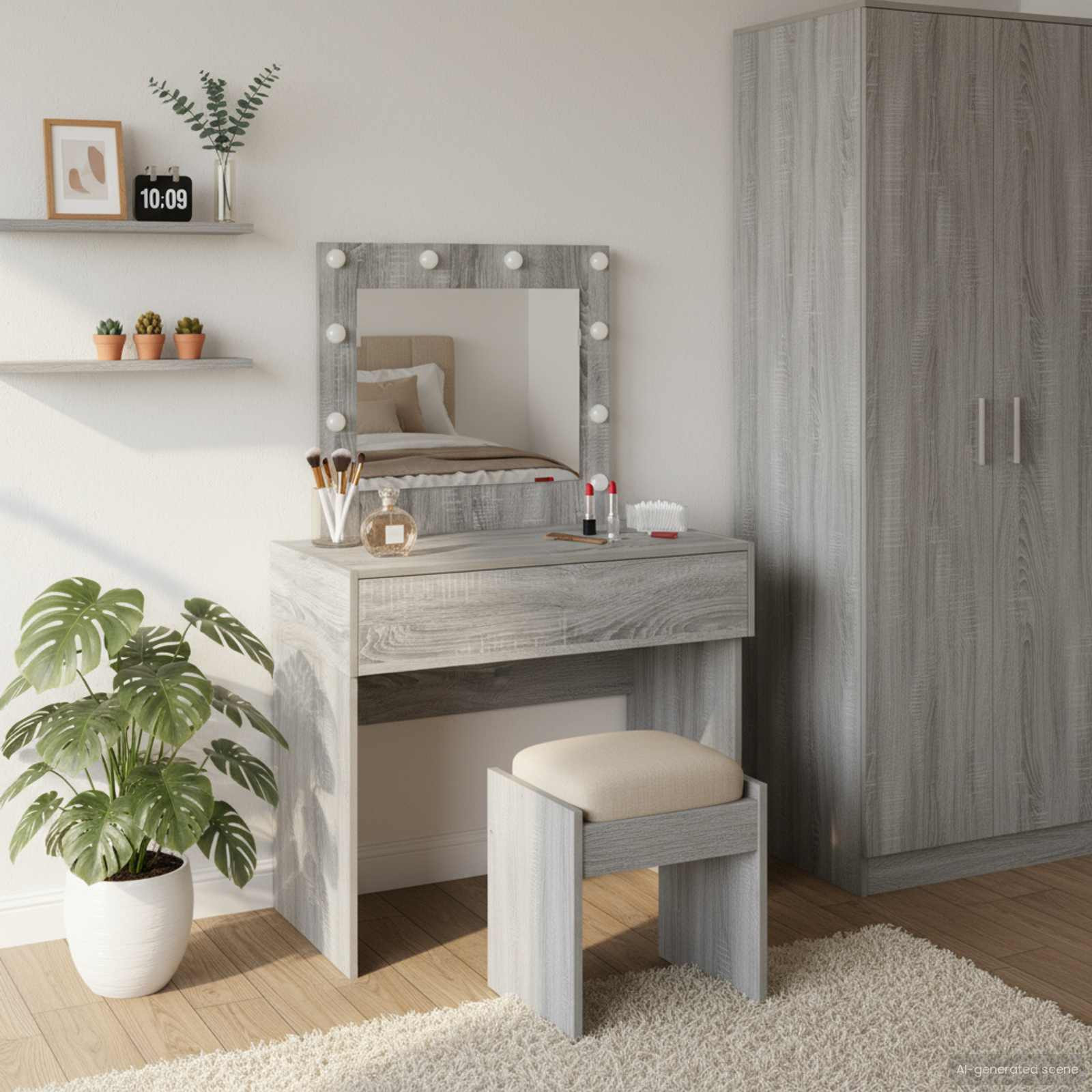 vidaXL Schminktisch mit Schubladen Grau 83 x 40 x 70 cm Holzwerkstoff