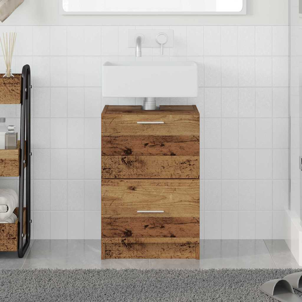 vidaXL Badezimmerschrank mit Tür Altholz 40 x 37 x 59 cm Holzwerkstoff