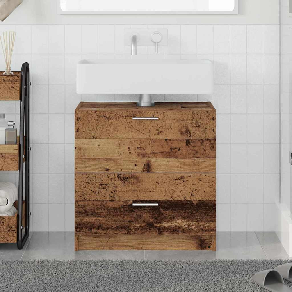 vidaXL Badezimmerschrank mit Tür Altholz 59 x 37 x 59 cm Holzwerkstoff
