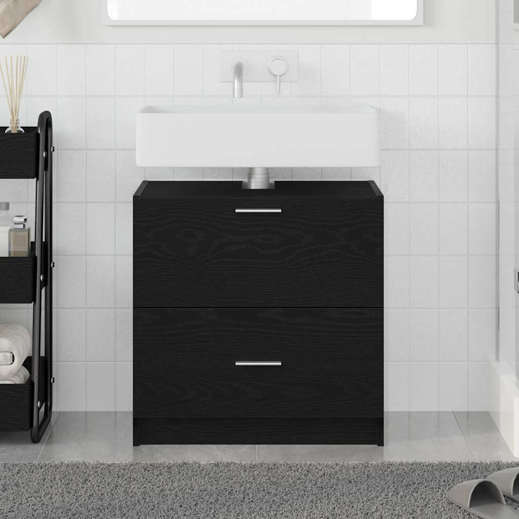 vidaXL Badezimmerschrank mit Tür Schwarz Eichen-Optik 59 x 37 x 59 cm