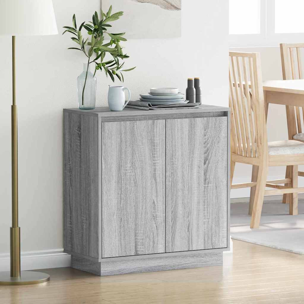 vidaXL LED-Sideboard für Graues Sonoma 71 x 34,5 x 75 cm