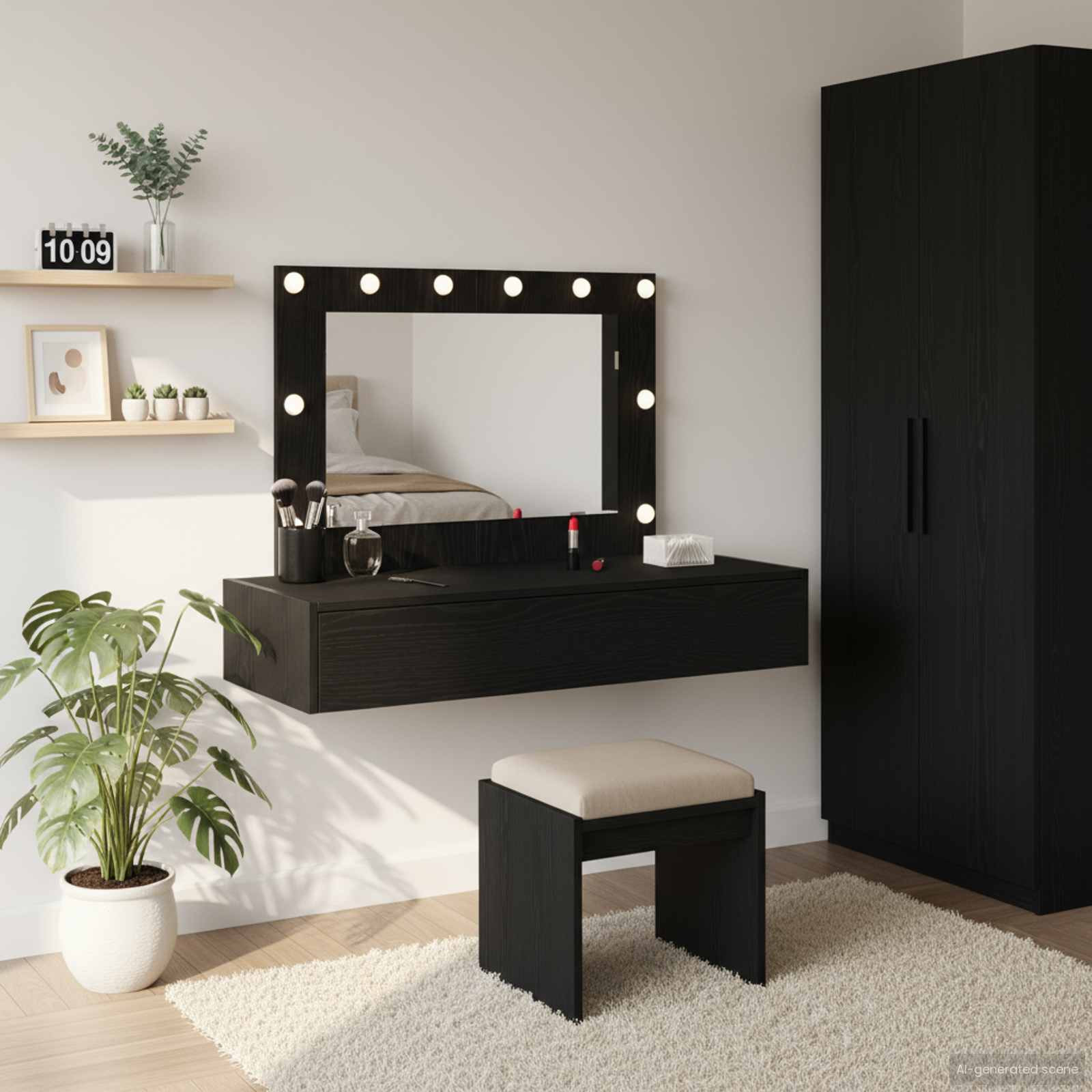 vidaXL Schminktisch mit Spiegel Schwarz 100 x 40 x 70 cm Holzwerkstoff