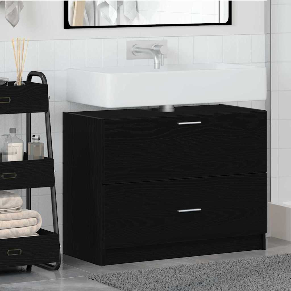 vidaXL Badezimmerschrank mit Tür Schwarz Eichen-Optik 78 x 37 x 59 cm