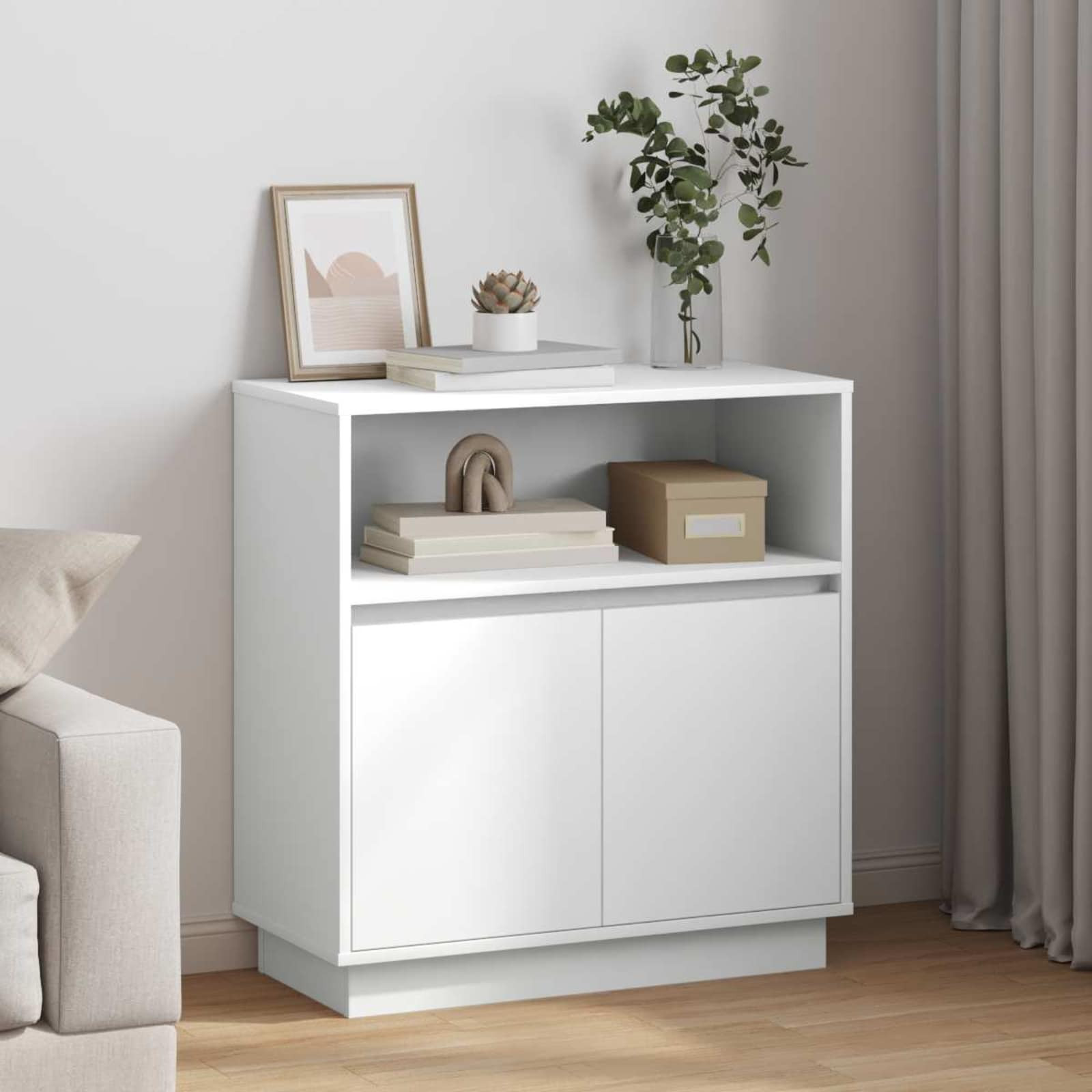 vidaXL LED-Sideboard Weiß 71 x 34,5 x 75 cm Holzwerkstoff