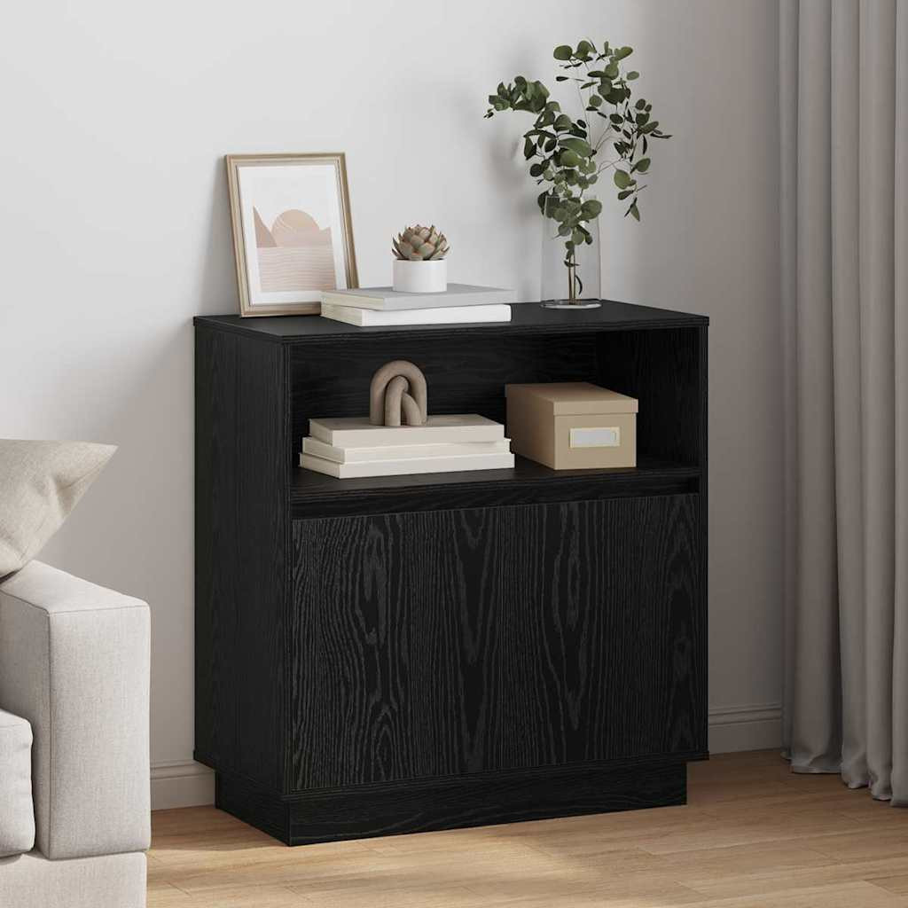 vidaXL LED-Sideboard Schwarz Eichen-Optik 71 x 34,5 x 75 cm