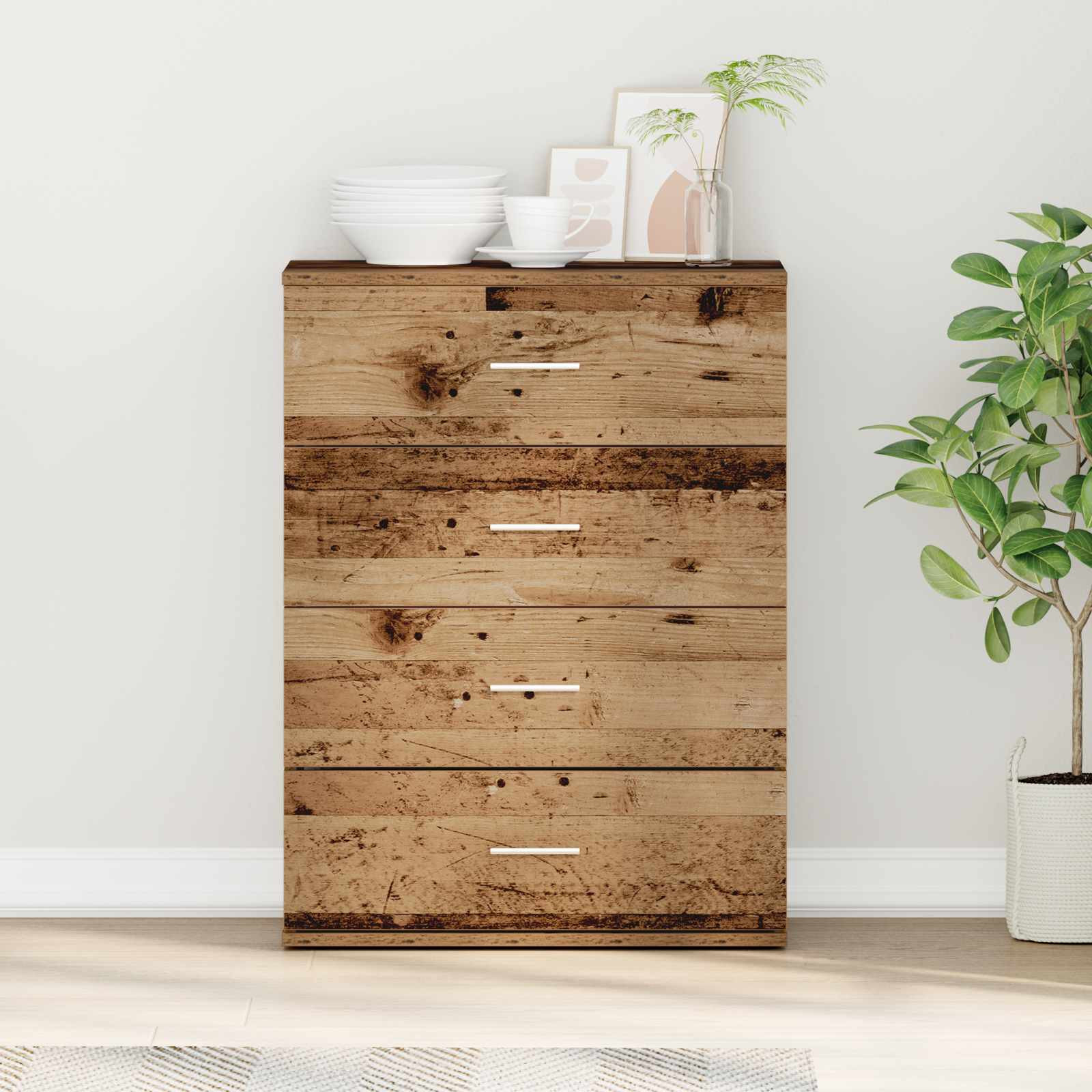 vidaXL Sideboard mit Schubladen Altholz 60 x 39 x 80 cm Holzwerkstoff