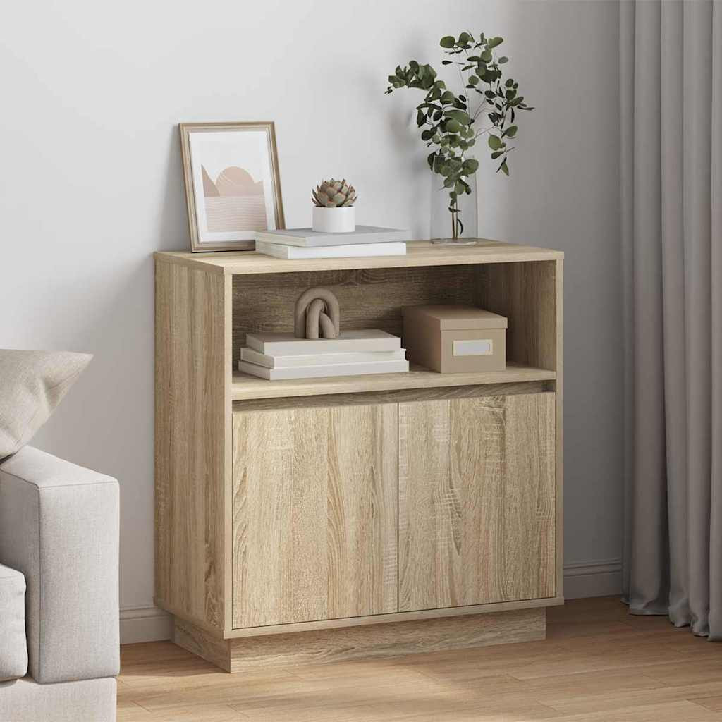 vidaXL LED-Sideboard Sonoma-Eiche 71 x 34,5 x 75 cm Holzwerkstoff