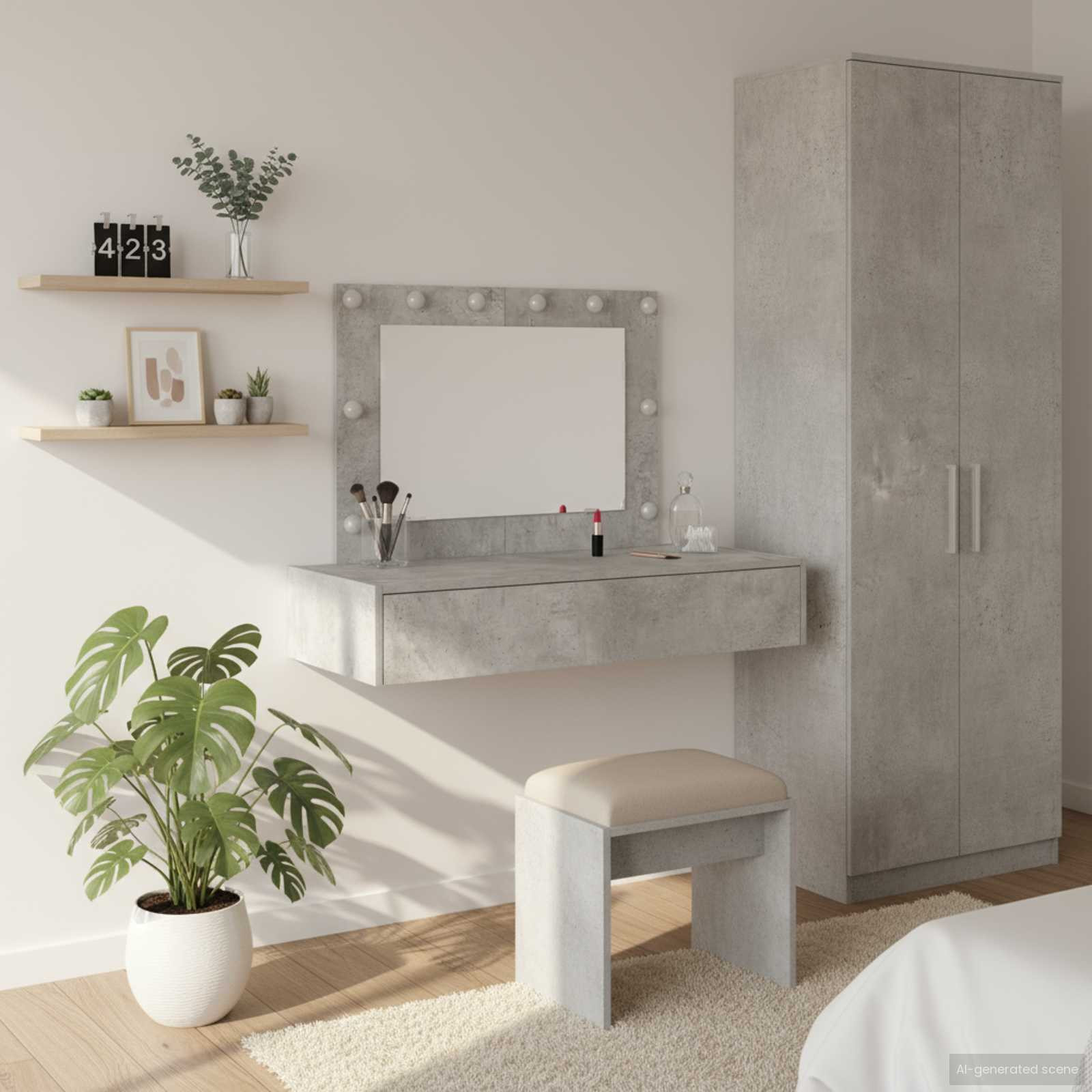 vidaXL Schminktisch mit Schubladen Grau 100 x 40 x 70 cm Holzwerkstoff