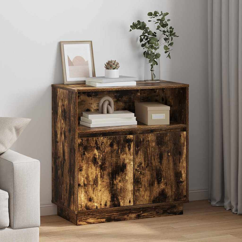vidaXL LED-Sideboard Geräucherte Eiche 71 x 34,5 x 75 cm Holzwerkstoff