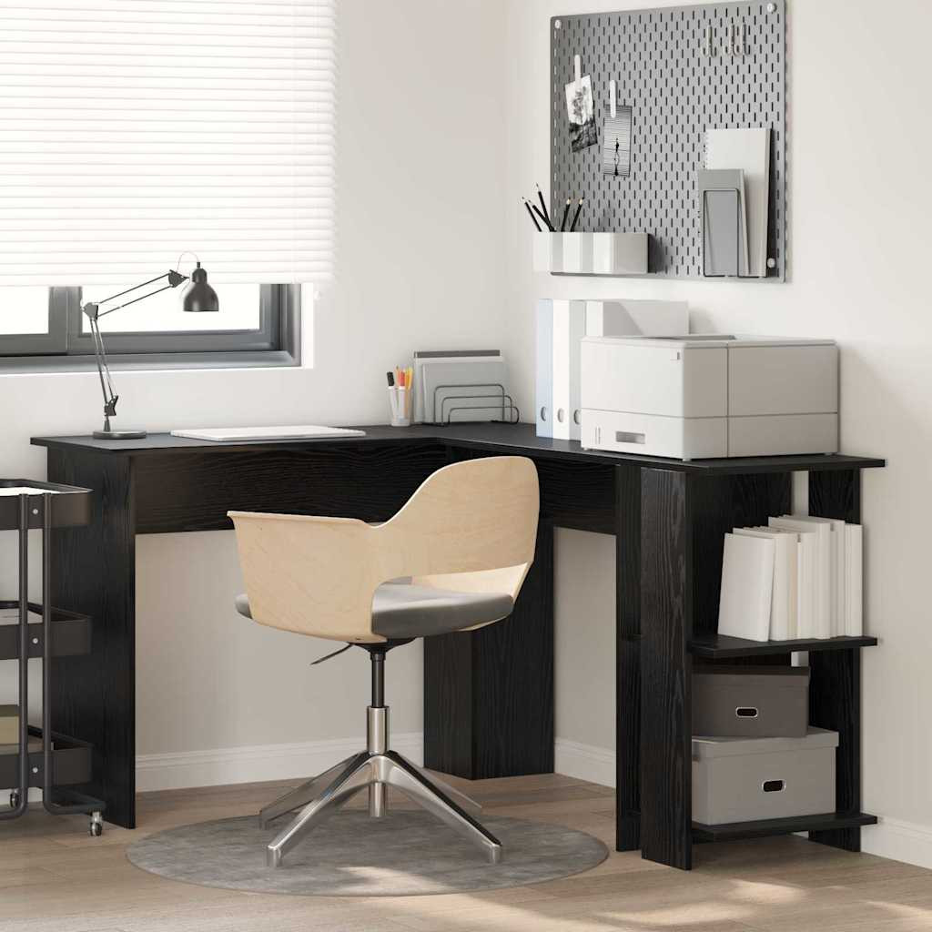 vidaXL Eck-Schreibtisch Schwarz Eichen-Optik 140 x 113,5 x 75 cm