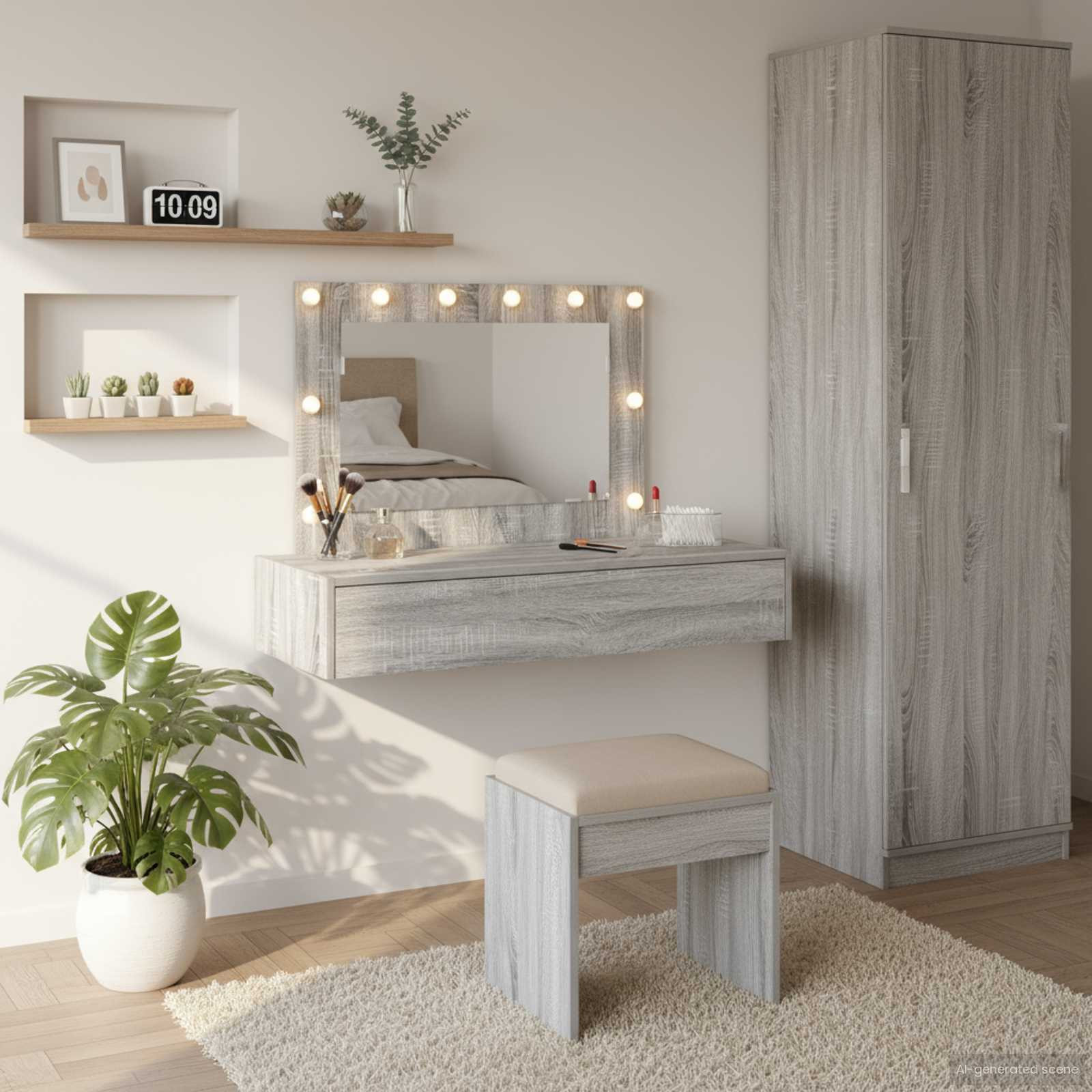 vidaXL Schminktisch mit Schubladen Grau 100 x 40 x 70 cm Holzwerkstoff