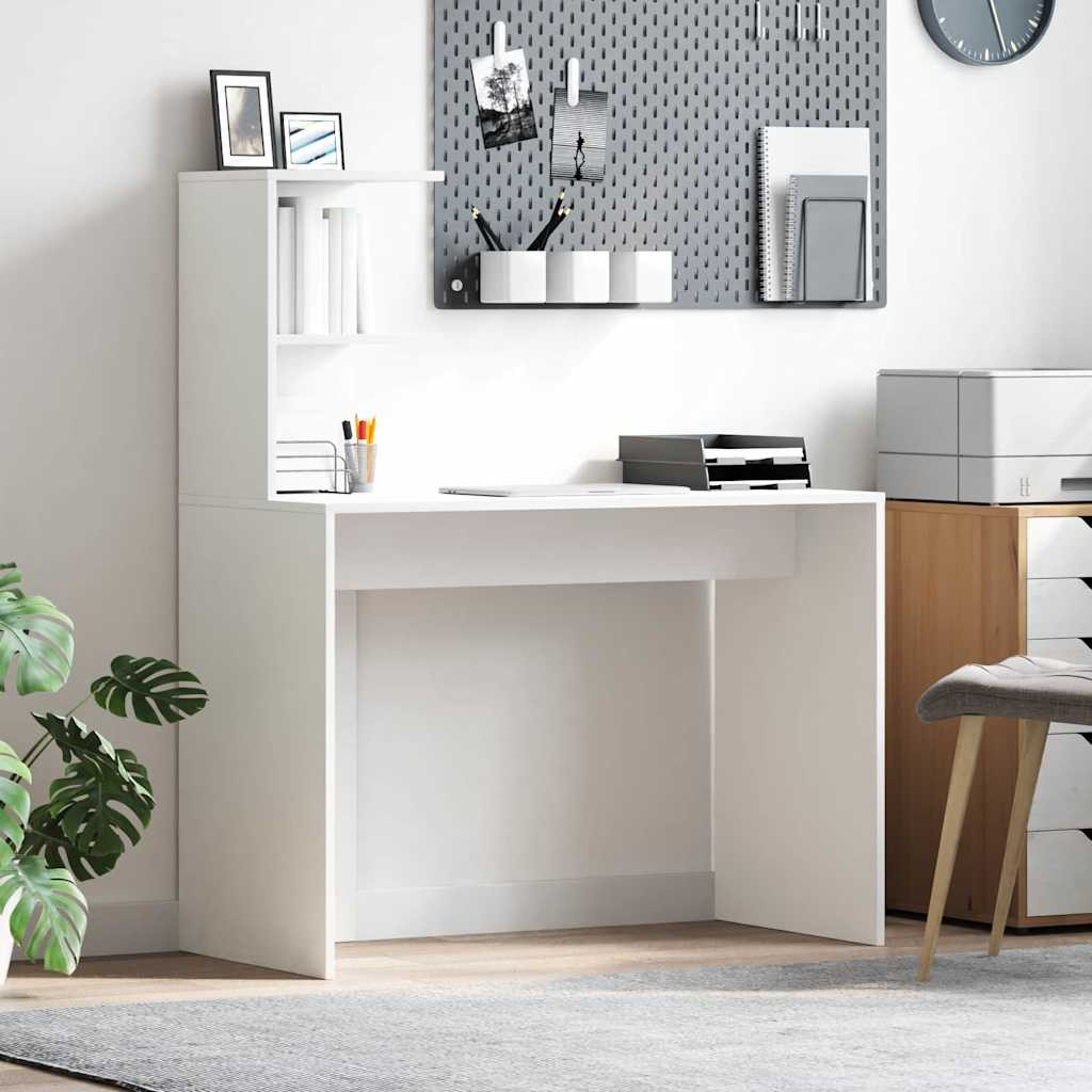 vidaXL Schreibtisch mit Regal Weiß 102 x 50 x 124 cm Holzwerkstoff