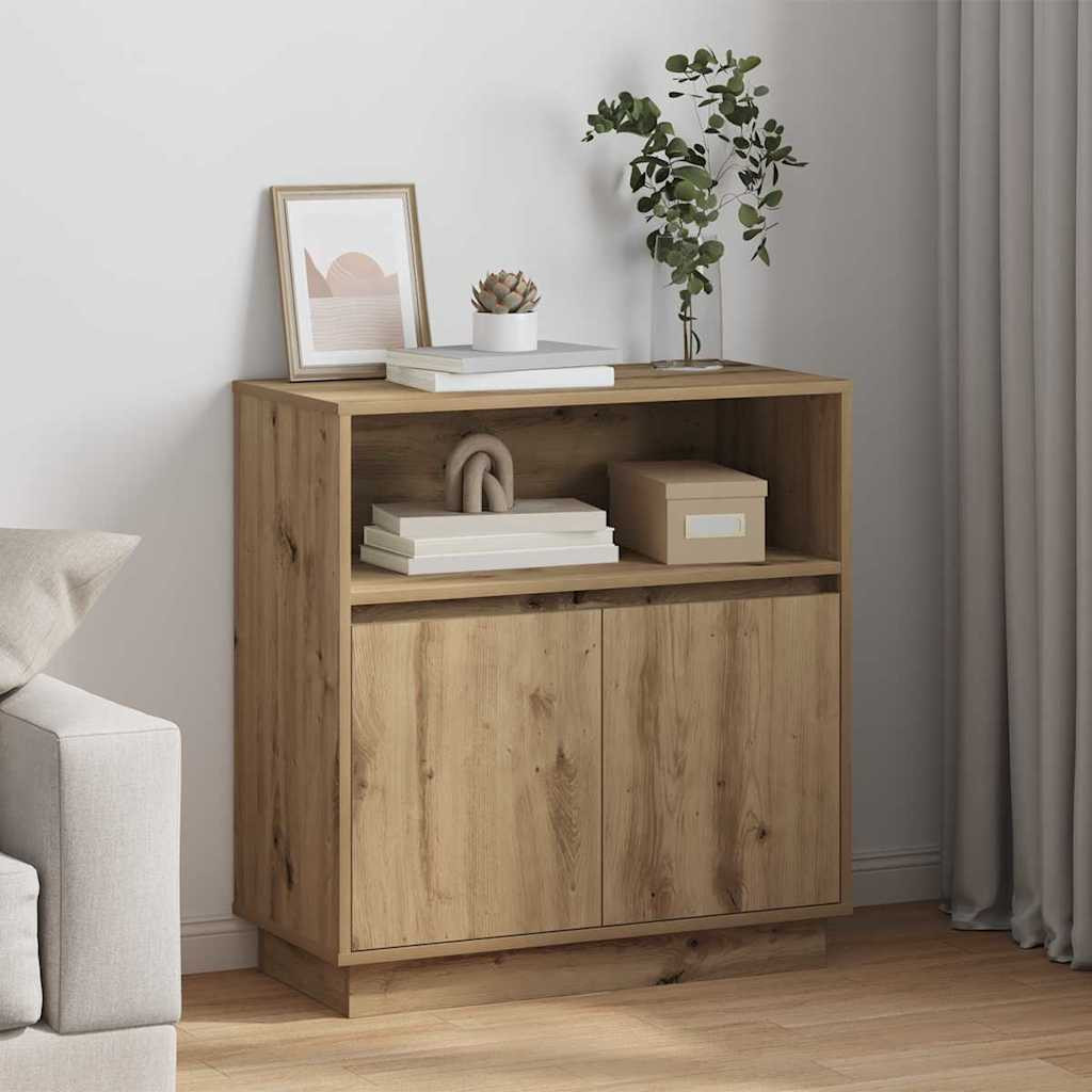 vidaXL LED-Sideboard Artisan-Eiche 71 x 34,5 x 75 cm Holzwerkstoff