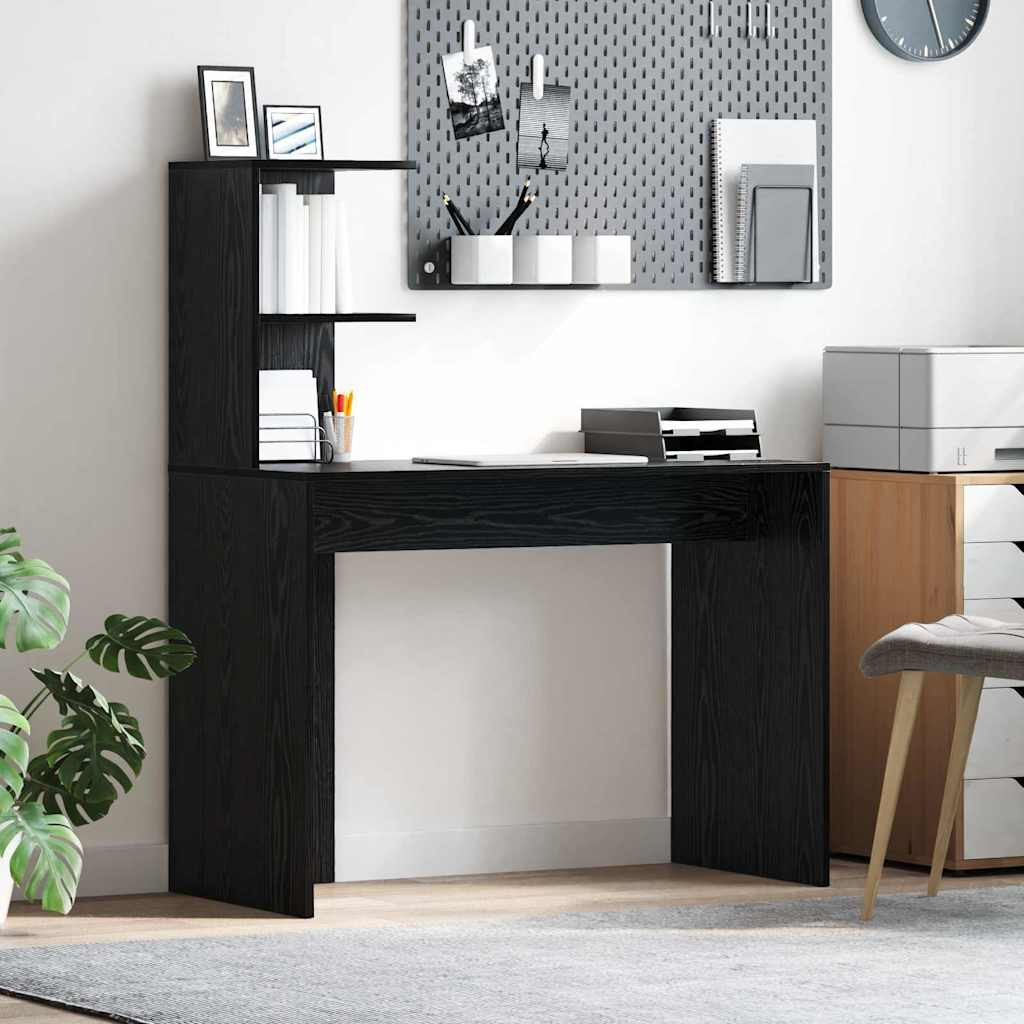 vidaXL Schreibtisch mit Regal Schwarz Eichen-Optik 102 x 50 x 124 cm