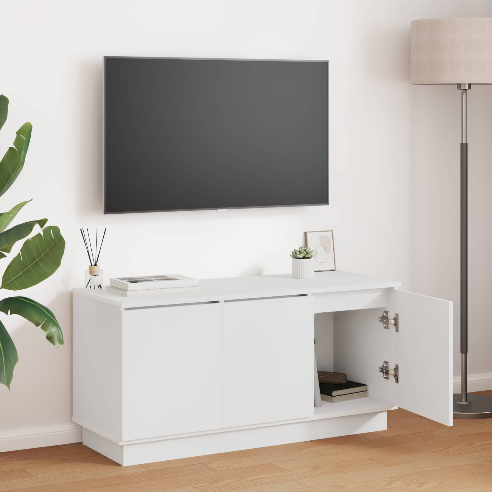 vidaXL TV-Schränk Weiß 100 x 38 x 49 cm Holzwerkstoff