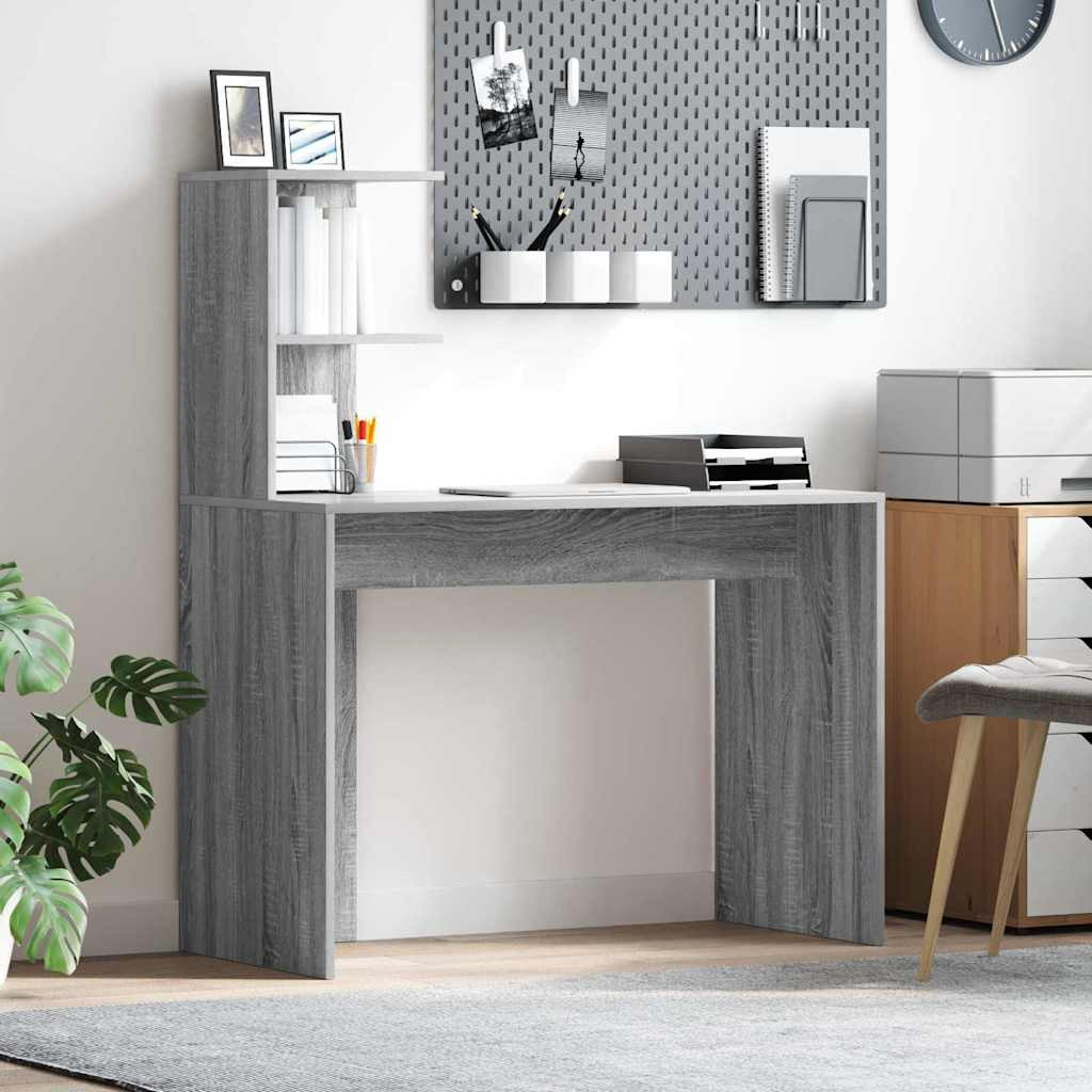 vidaXL Schreibtisch Graues Sonoma 102 x 50 x 124 cm Holzwerkstoff