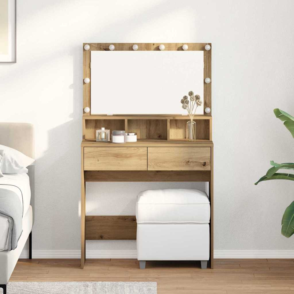 vidaXL Schminktisch Artisan-Eiche 80 x 41 x 134,5 cm Holzwerkstoff