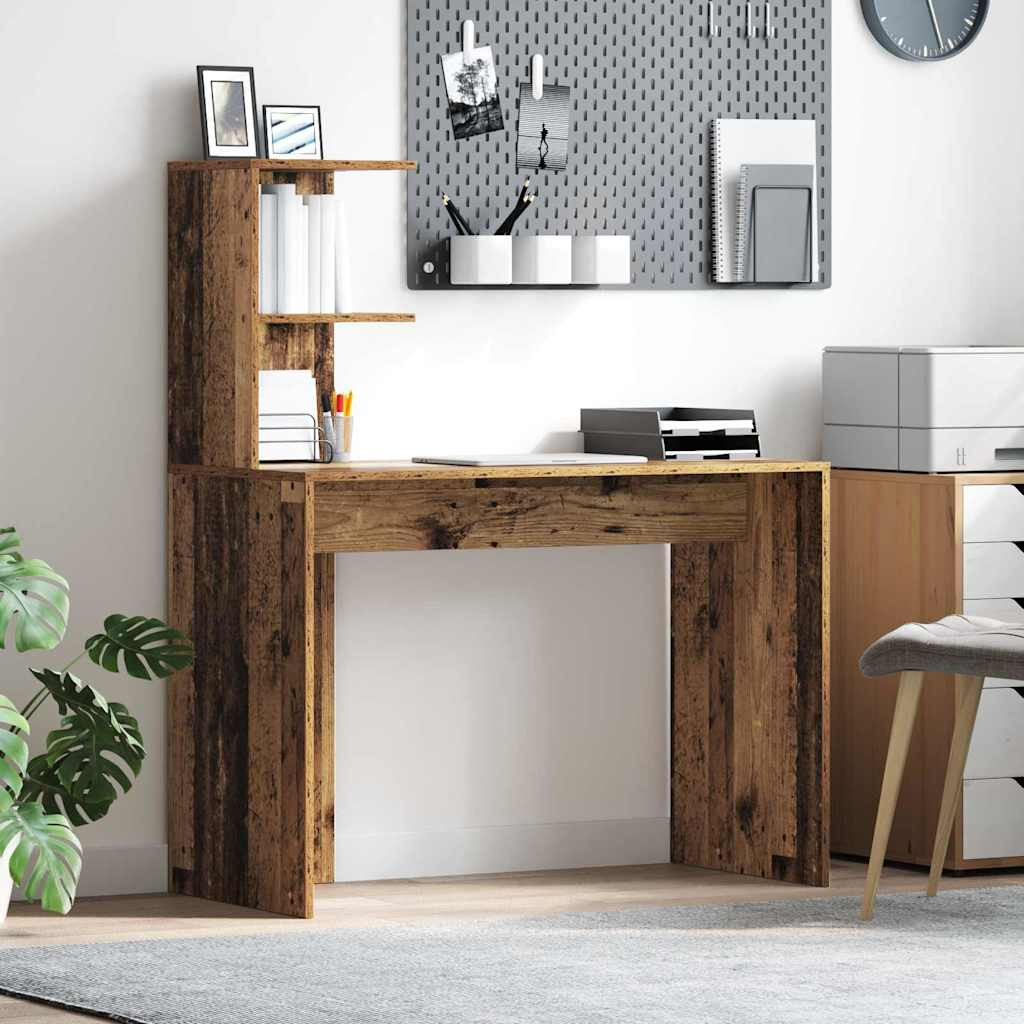vidaXL Schreibtisch mit Regal Altholz 102 x 50 x 124 cm Holzwerkstoff