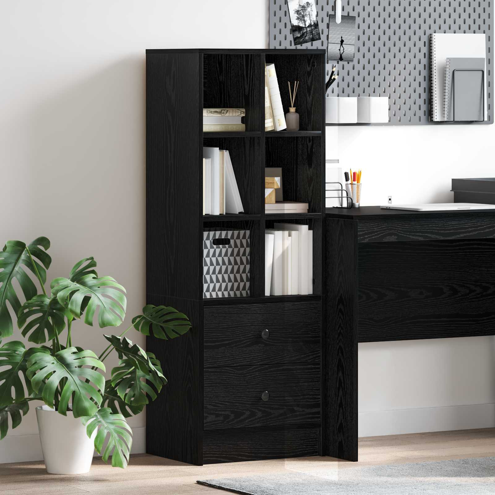vidaXL Highboard Schwarz Eichen-Optik 45,5 x 34 x 127 cm