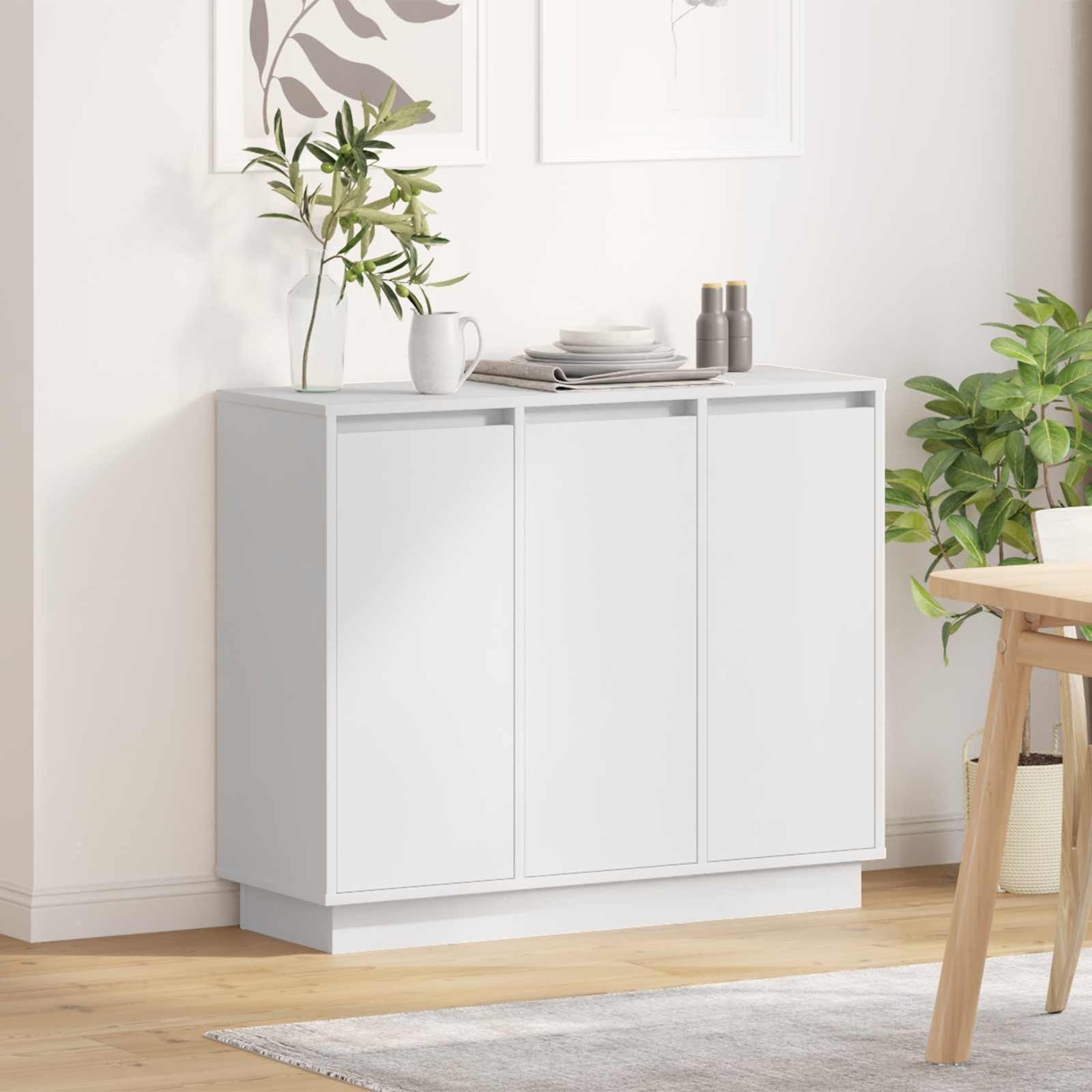 vidaXL LED-Sideboard Weiß 90 x 32 x 75 cm Holzwerkstoff
